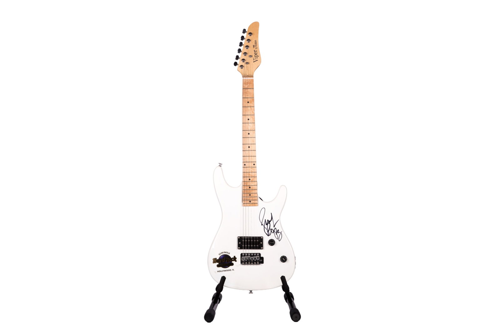 SIGNED VIPER GE93 ELECTRIC GUITAR: Signed Viper GE93 electric guitar from Seminole Hard Rock Hotel & Casino (Hollywood, FL). L. 39" This lot does not come with a Letter or Certificate of Authenticity.