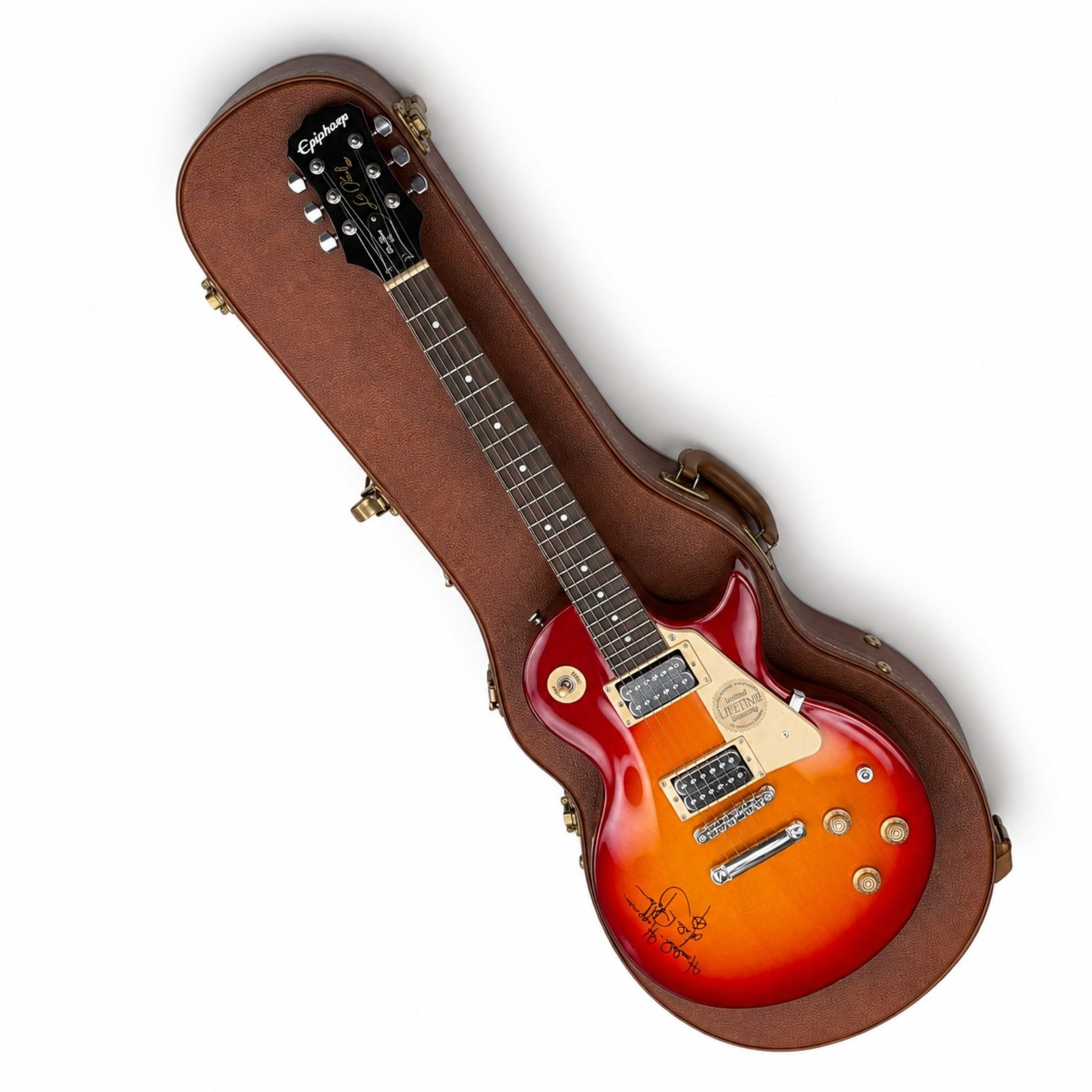 EPIPHONE LES PAUL GUITAR: Signed. L. 39 3/4", 1402131623