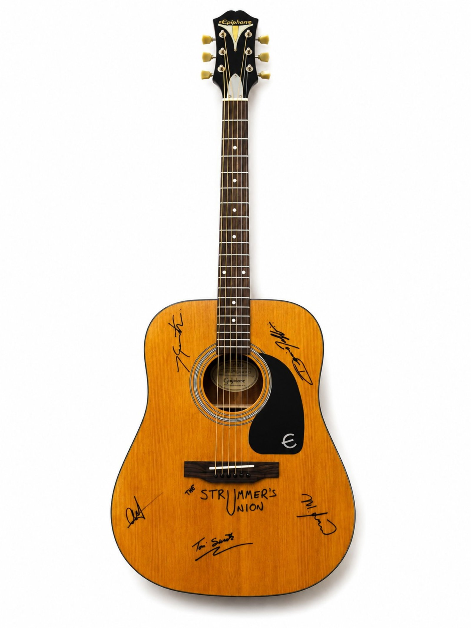 EPIPHONE ACOUSTIC GUITAR WITH SIGNATURES: L. 40", Model: PRO-1NA, Serial#: 1412134118