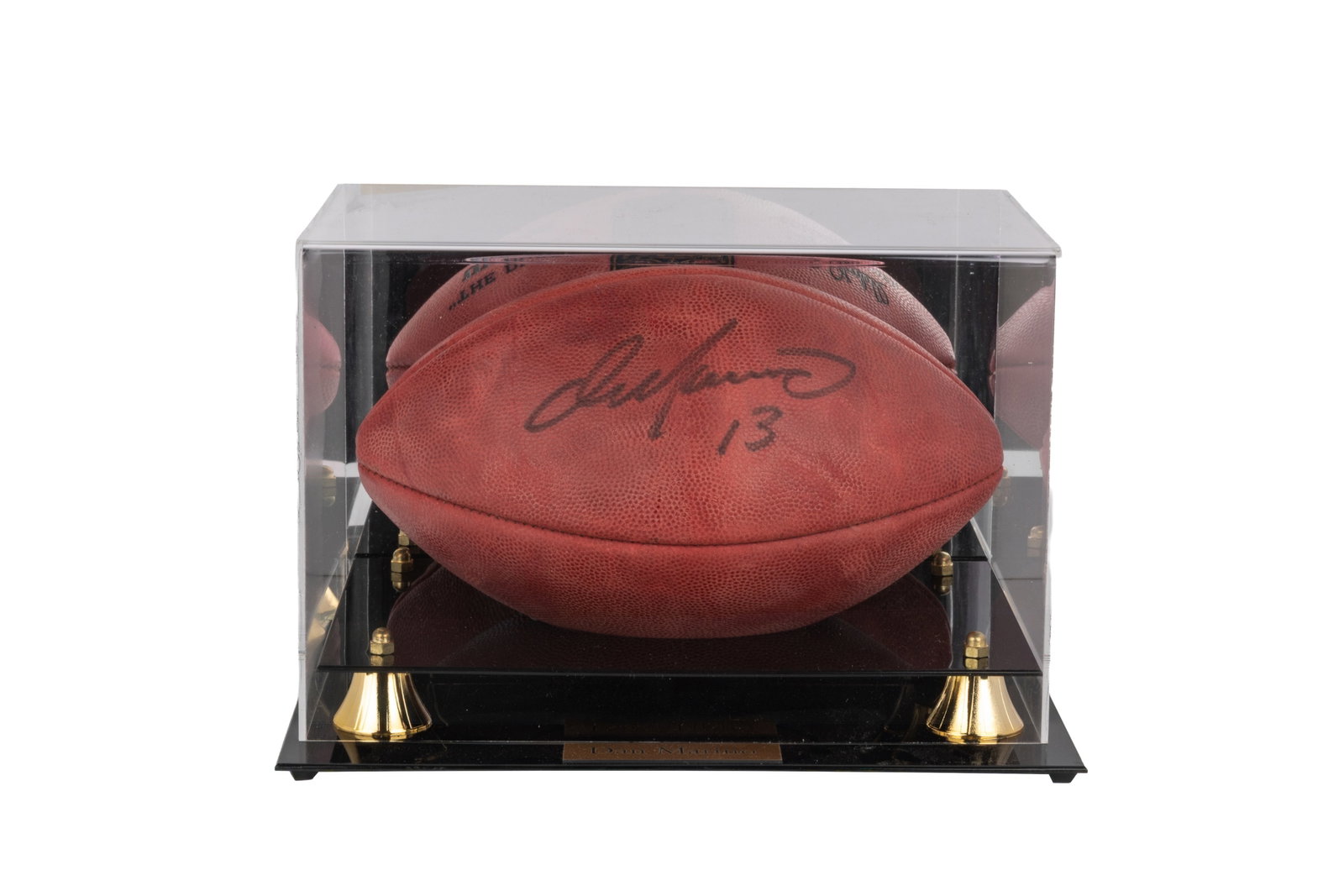 DAN MARINO AUTOGRAPHED FOOTBALL: Football for the Chairman of the Greens Charity Golf Tournament. With certificate of authenticity from the Dan Marino Foundation.