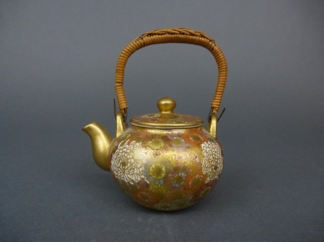 Japanese Satsuma miniature teapot: - D: 3 in.