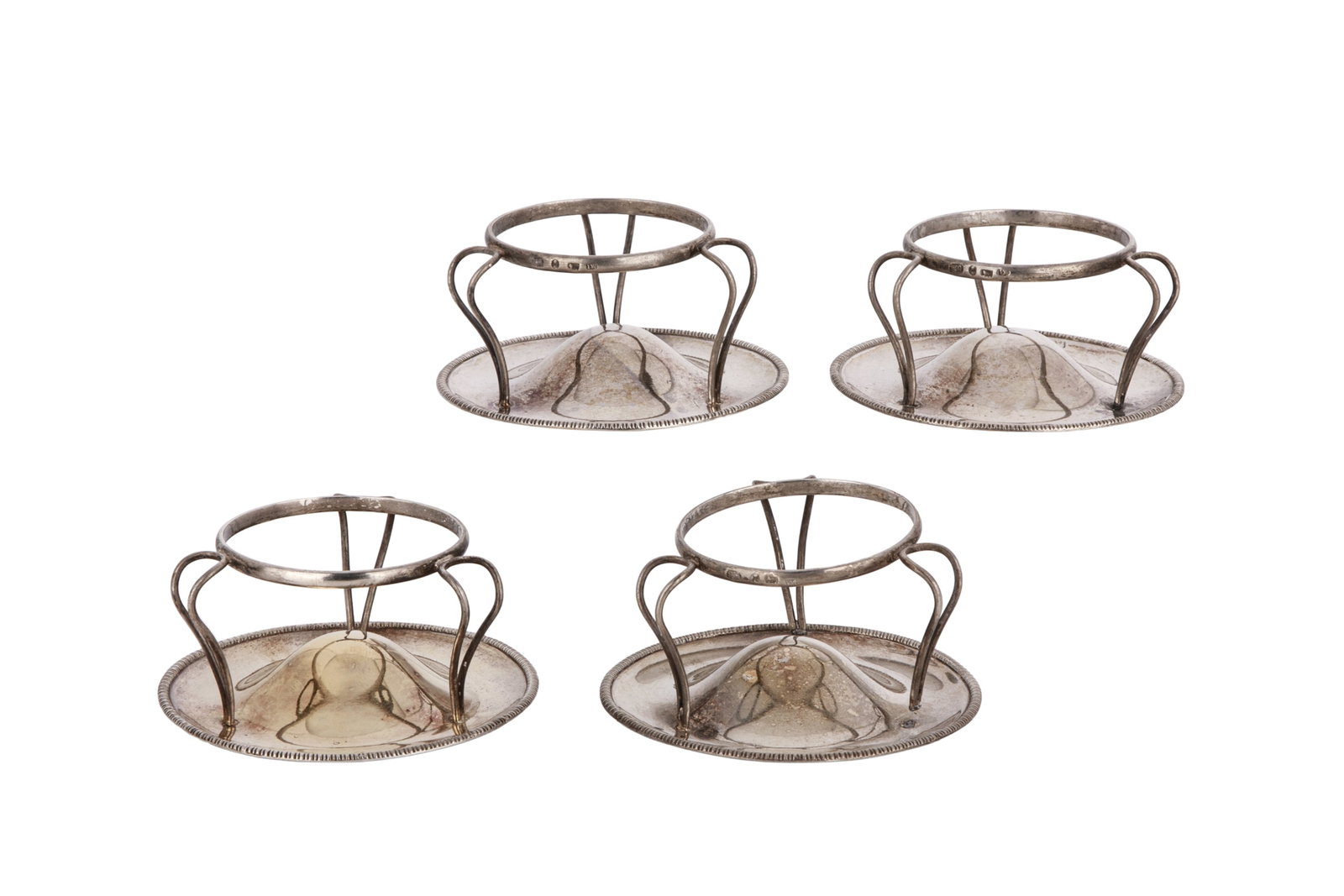 FOUR GEORGIAN SILVER TEA STRAINER HOLDERS, 299g (1 of 3)