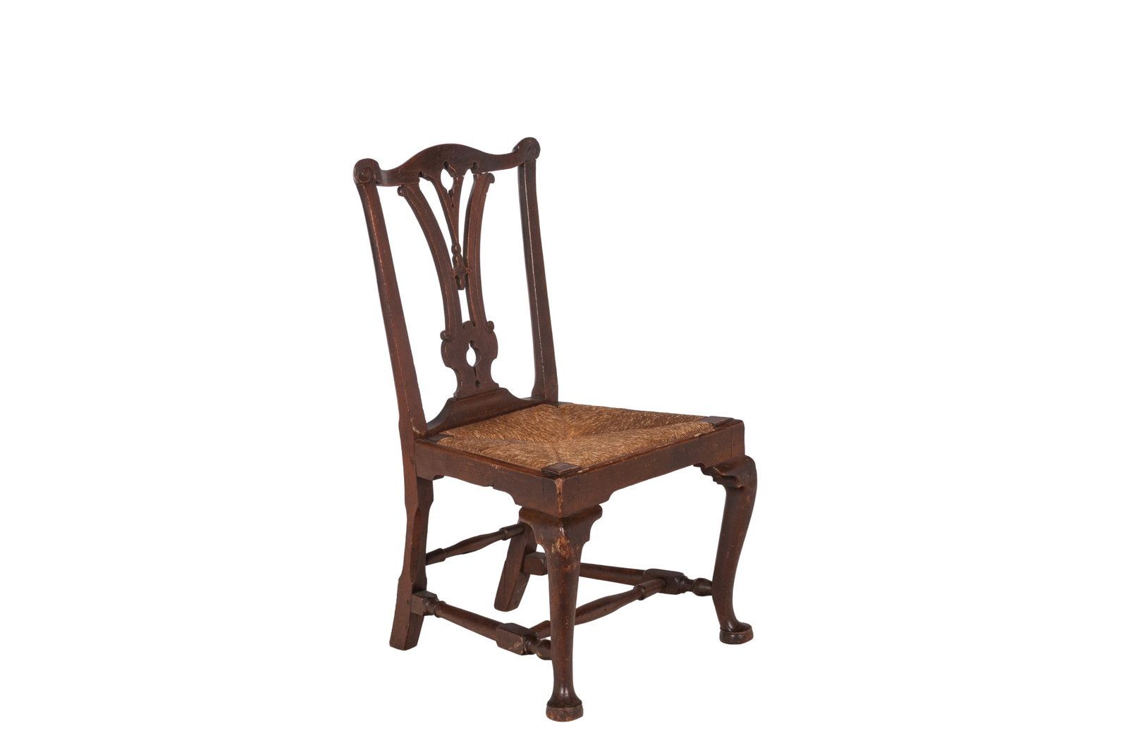 AMERICAN 1770 RUSH SEAT CHAIR WITH CABRIOLE LEGS (1 of 6)