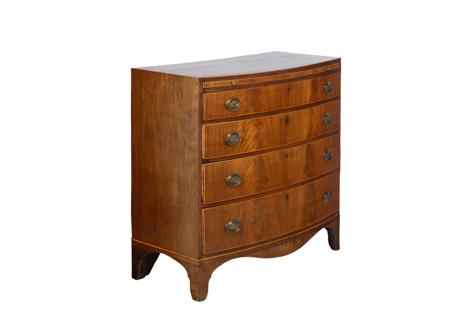 GEORGIAN FOUR-DRAWER MAHOGANY BOW-FRONT CHEST (1 of 7)