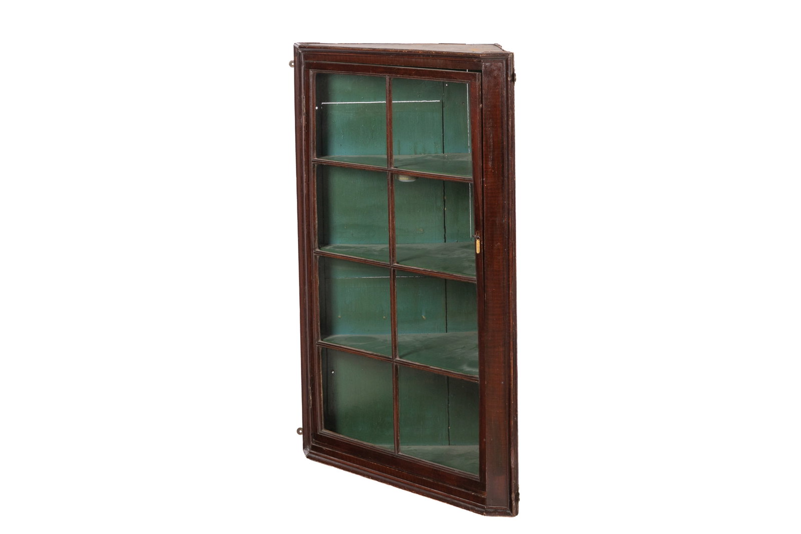 GLAZED ENGLISH HANGING CORNER CUPBOARD, ca. 1780 (1 of 5)