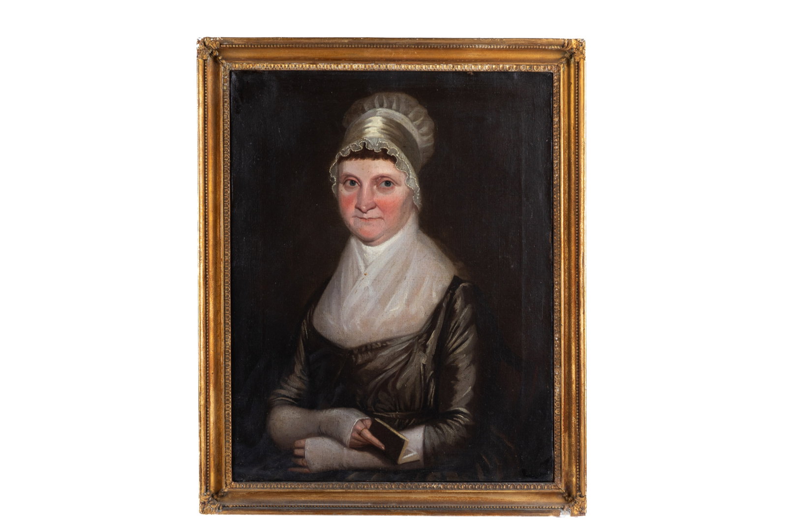 BRITISH SCHOOL (18th C): Portrait of a Woman Oil on canvas H. 20 1/2" x W. 16"