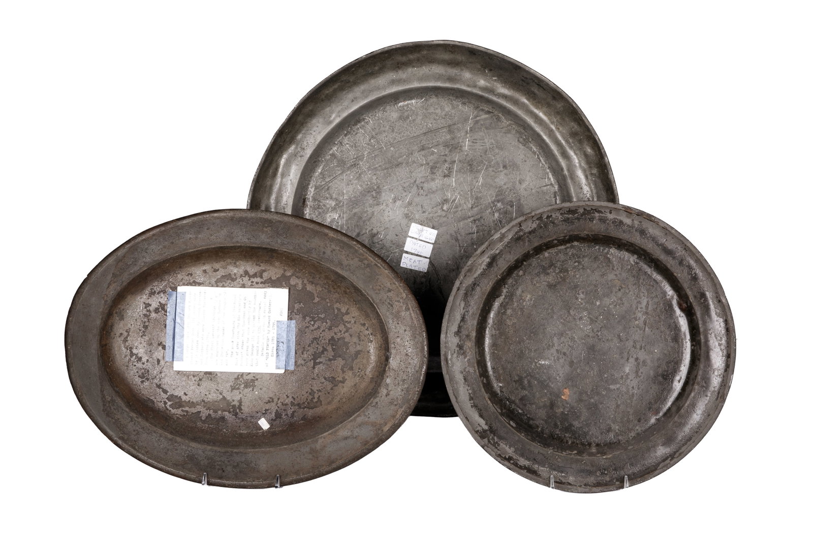 THREE 18th C PEWTER PLATTERS - 2