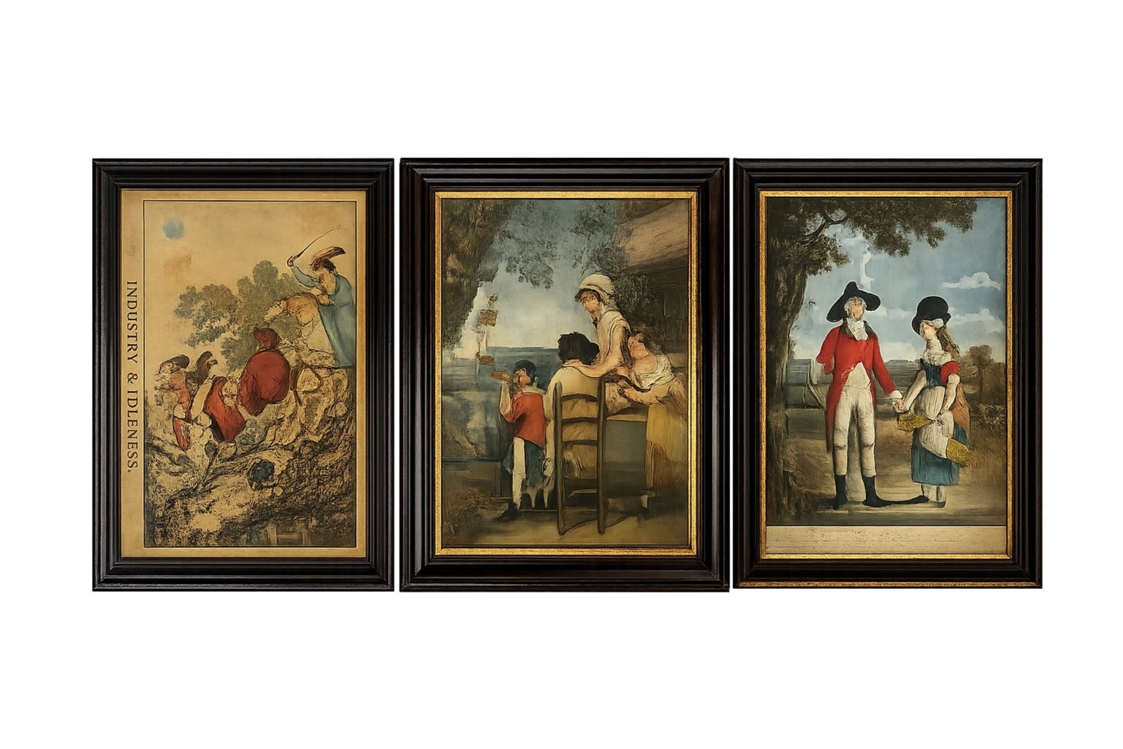 THREE HAND-COLORED ENGRAVINGS AND PRINTS (1 of 1)