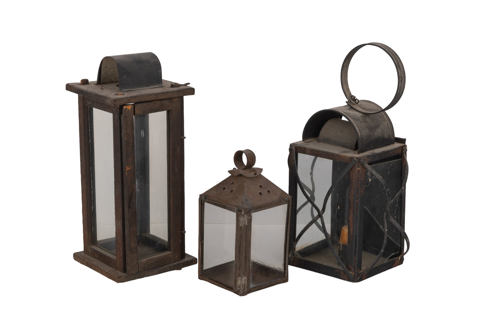 THREE ANTIQUE CANDLE LANTERNS (1 of 1)