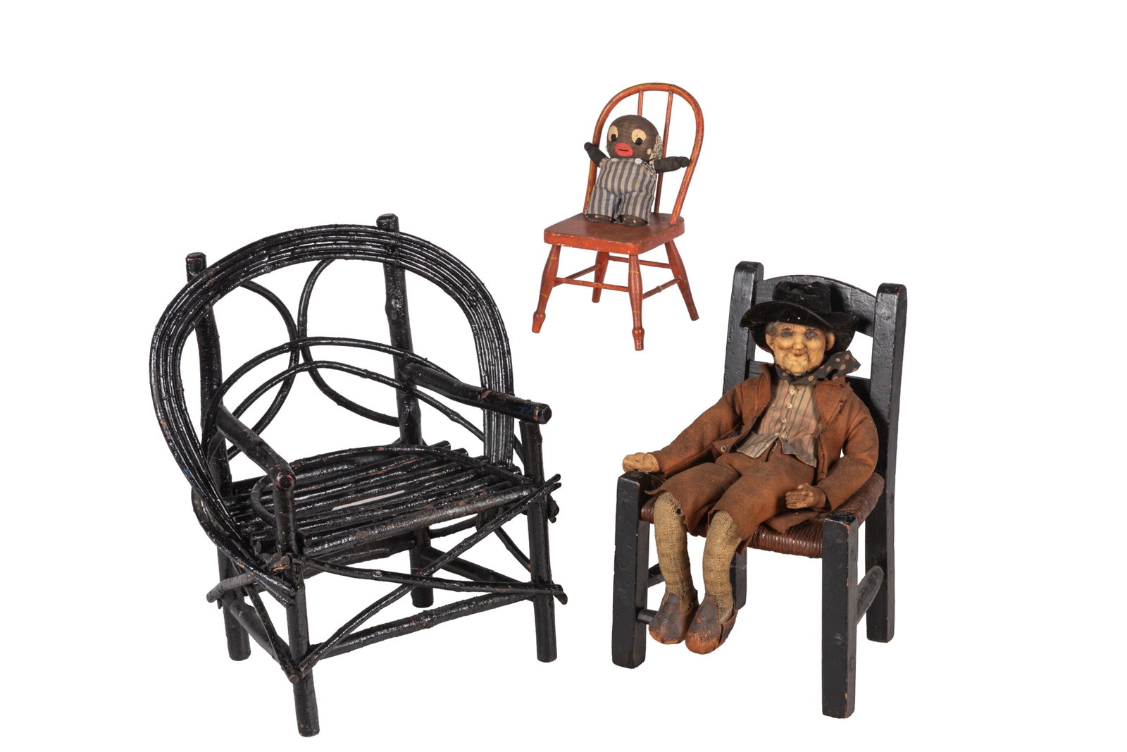 THREE VARIOUS PAINTED COUNTRY CHILDRENS CHAIRS (1 of 1)
