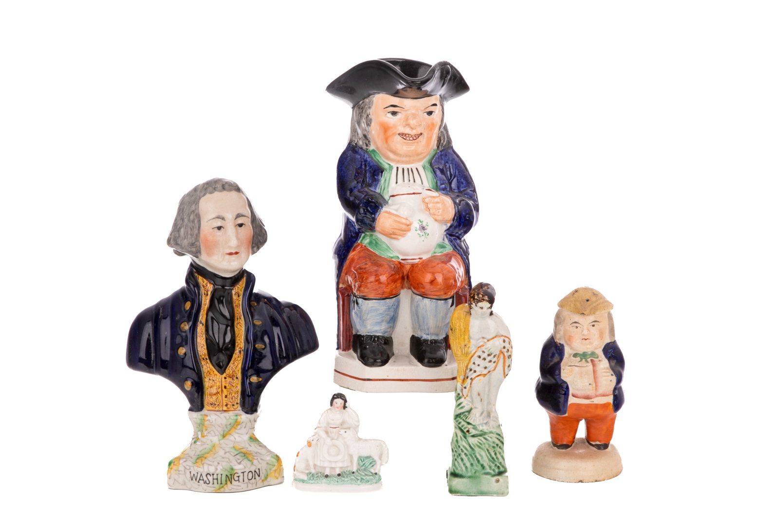 FIVE STAFFORDSHIRE FIGURAL PIECES (1 of 3)