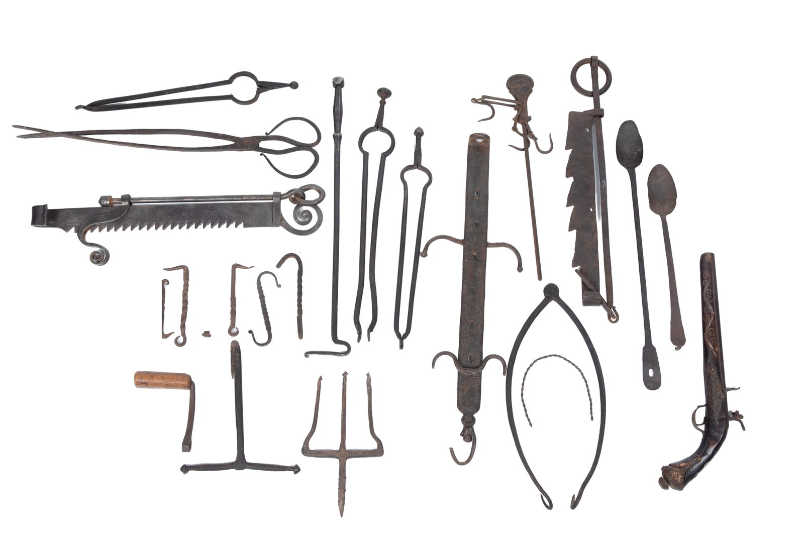 LARGE GROUP OF FIREPLACE IRON (1 of 2)