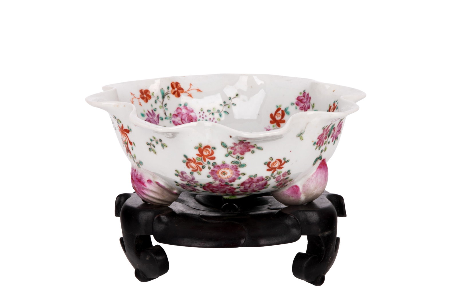 FAMILLE ROSE LOTUS FORM BOWL WITH STAND (1 of 5)
