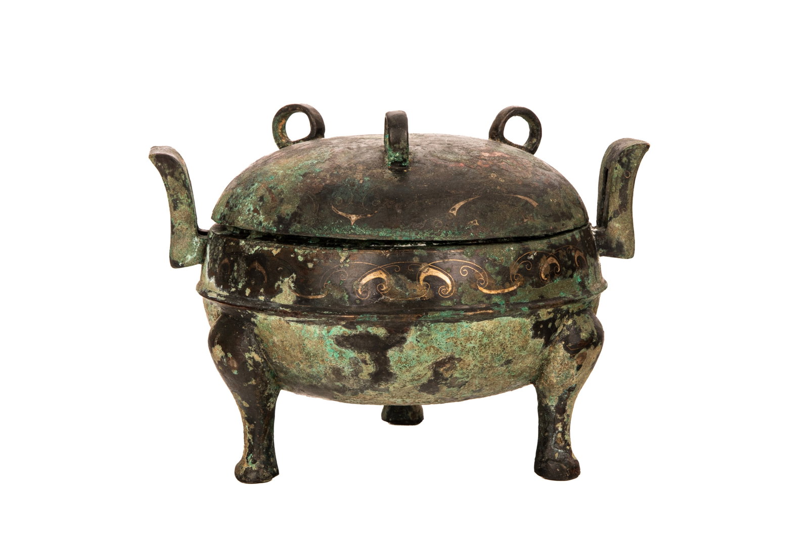INLAID ARCHAISTIC DING AND COVER, WARRING STATES (1 of 5)