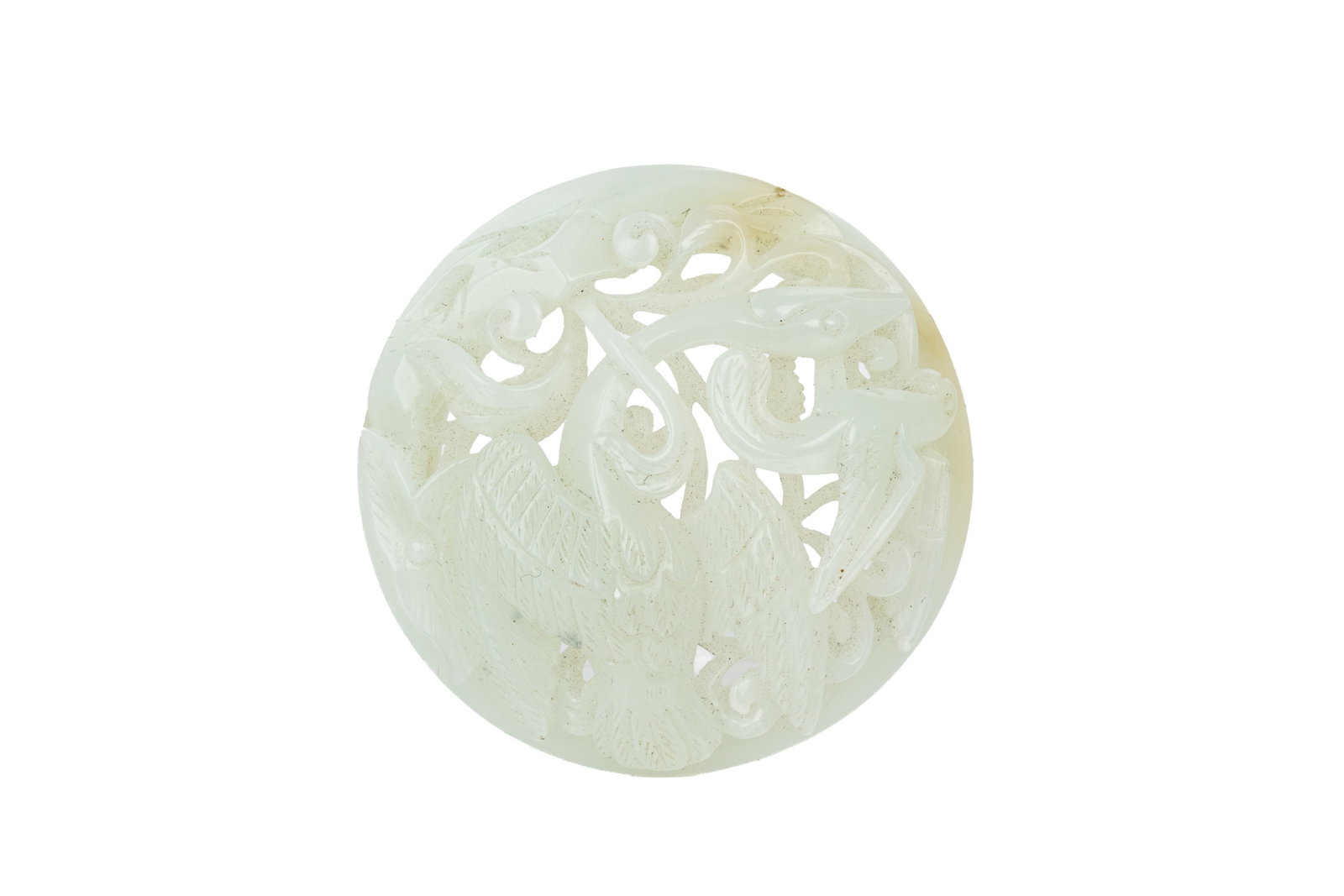 RETICULATED PALE CELADON JADE CRANE PLAQUE (1 of 3)