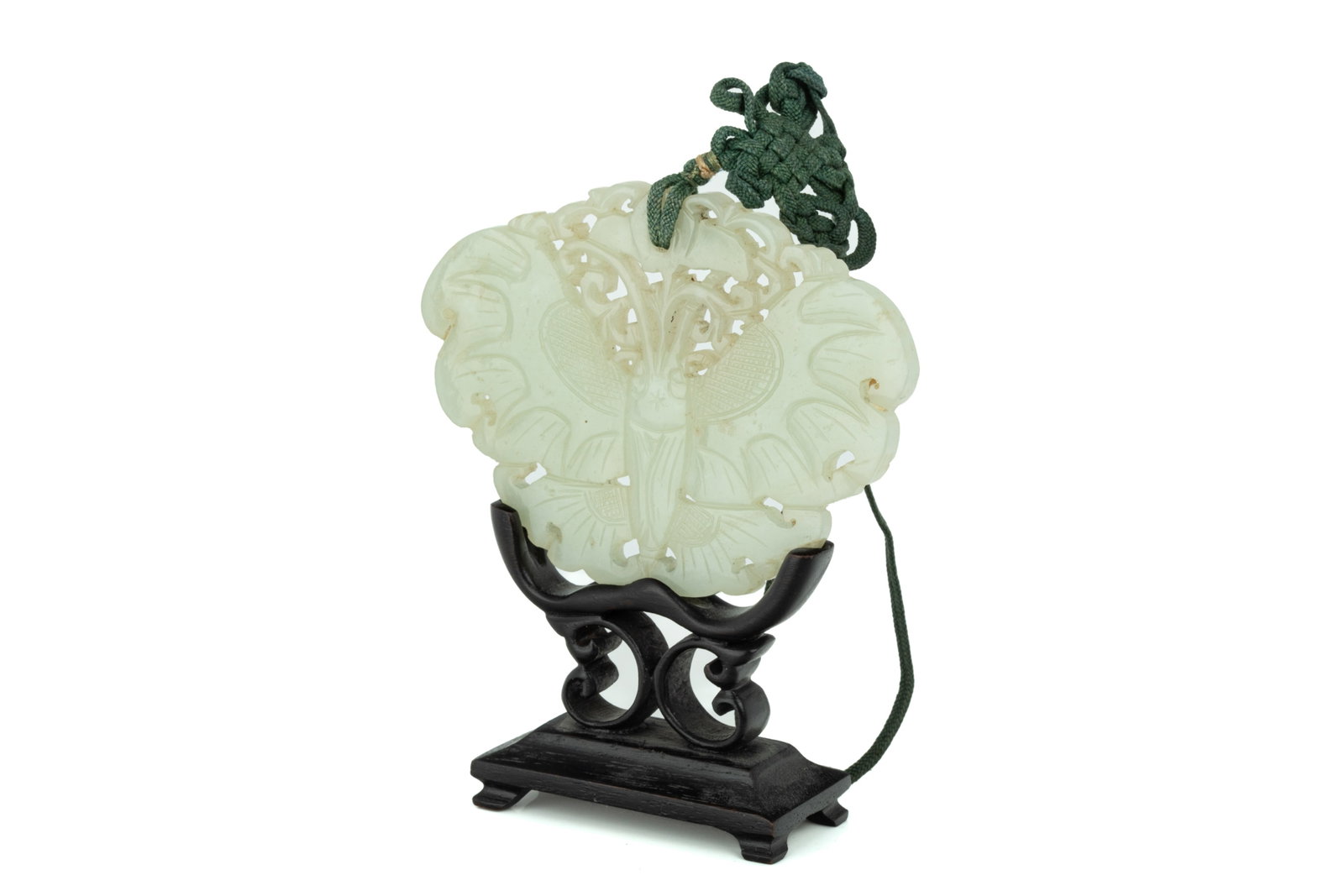 RETICULATED PALE CELADON JADE BUTTERFLY PLAQUE (1 of 1)