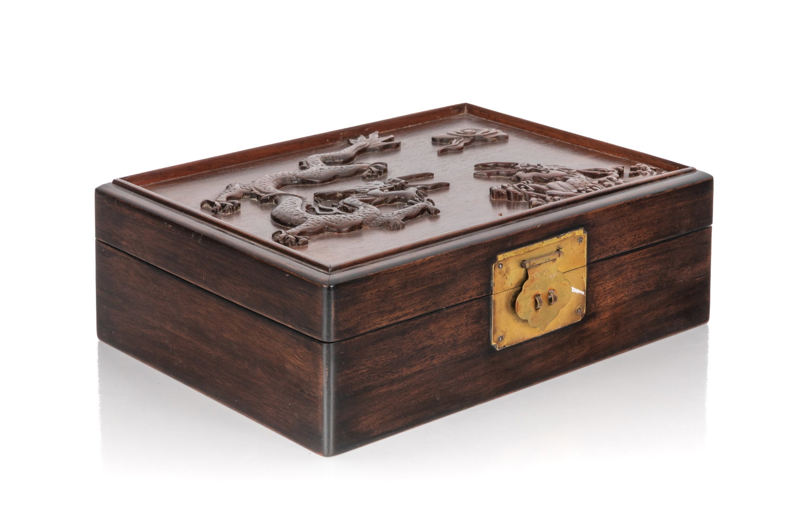 CHINESE CARVED HONGMU DRAGON BOX (1 of 5)