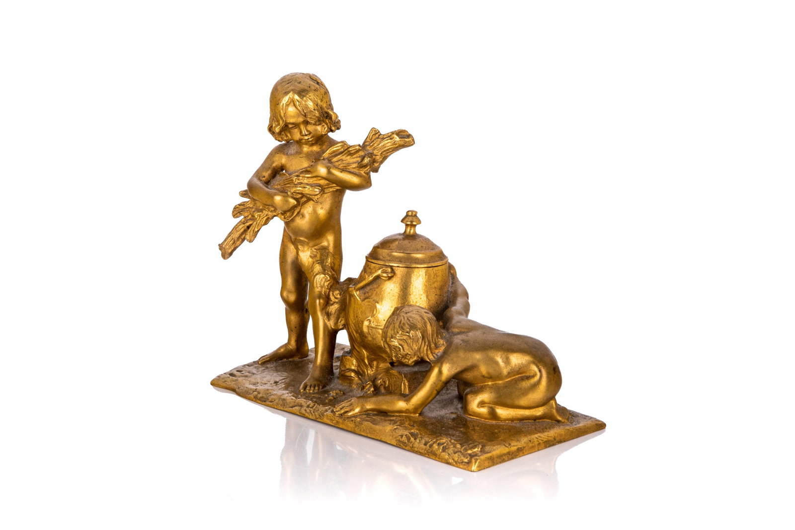 FRENCH FIGURAL BRONZE INK STAND - 2