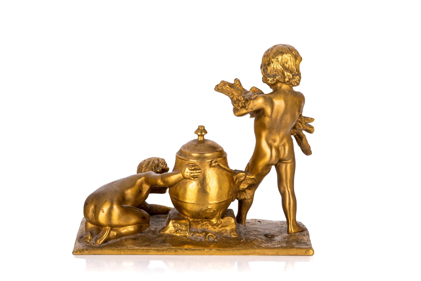 FRENCH FIGURAL BRONZE INK STAND - 3