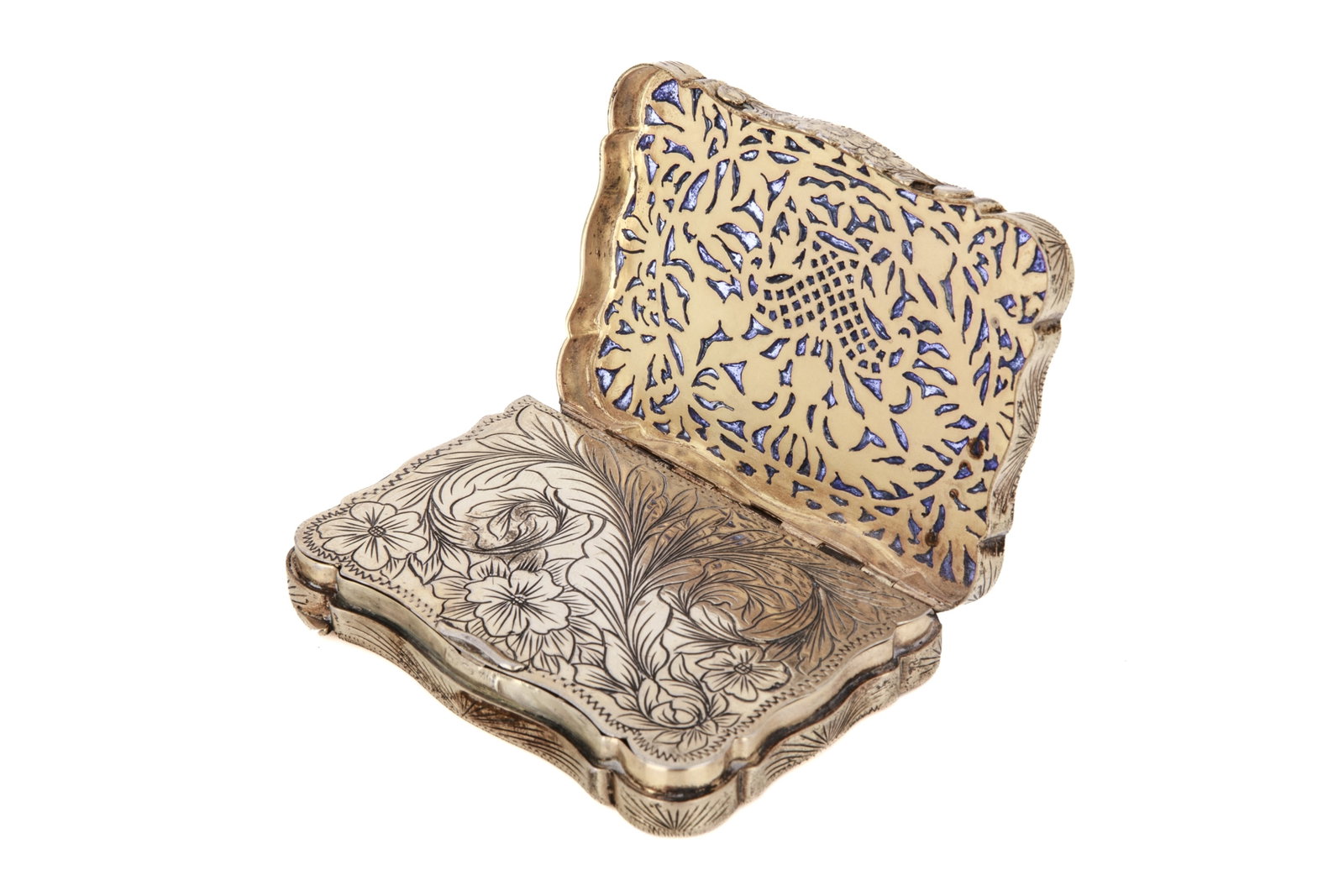 RUSSIAN GILT SILVER COMPACT CASE,125g - 2