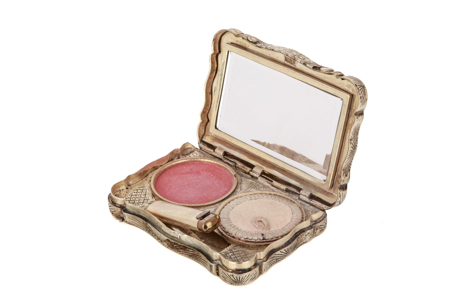 RUSSIAN GILT SILVER COMPACT CASE,125g - 3