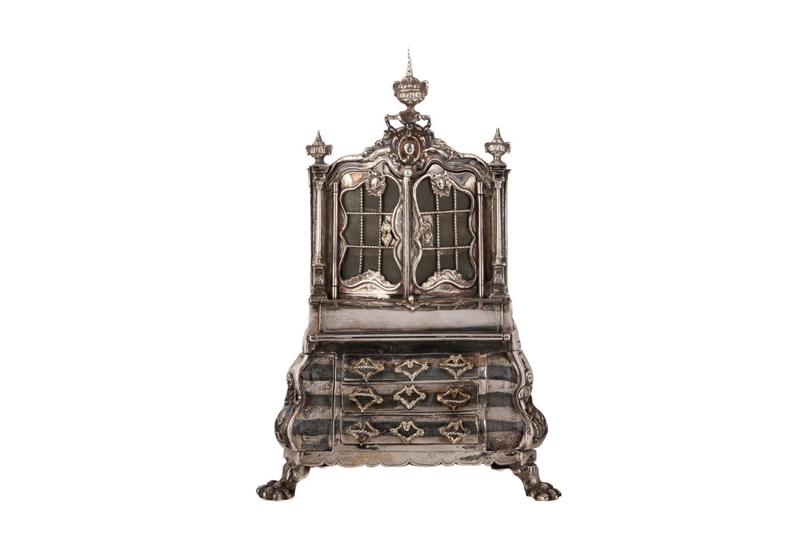 ANTIQUE DUTCH SILVER MINIATURE CABINET, 411g (1 of 5)