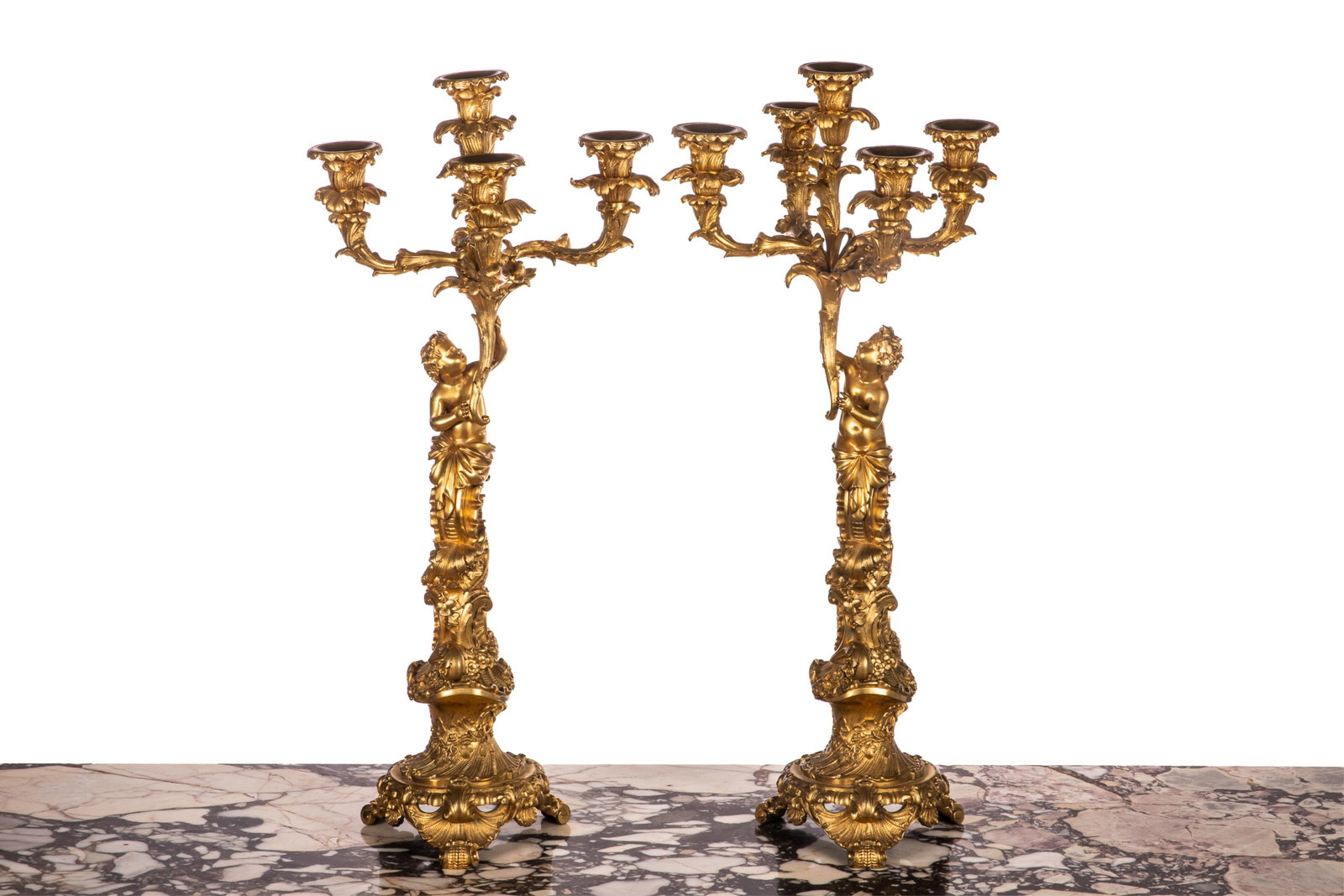 PAIR OF FINE FRENCH FIGURAL ORMOLU CANDELABRA (1 of 3)