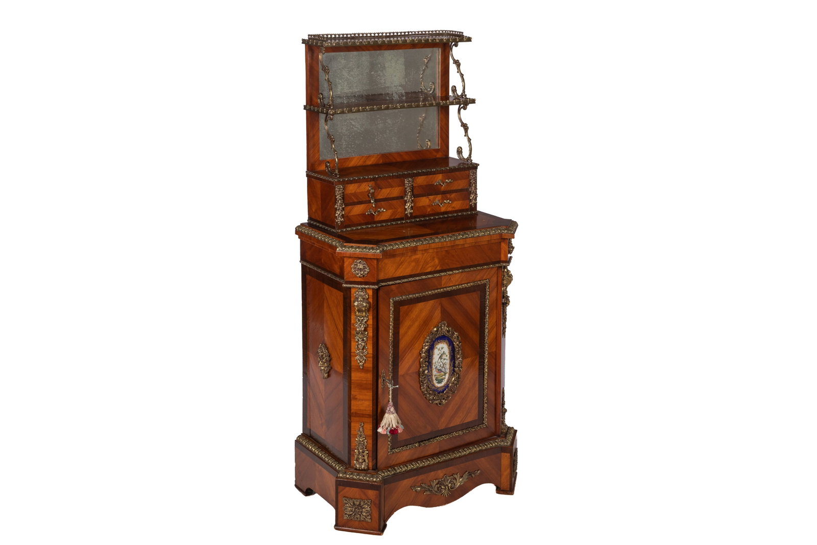 ANTIQUE FRENCH MIRROR BACKED SMALL CABINET (1 of 6)