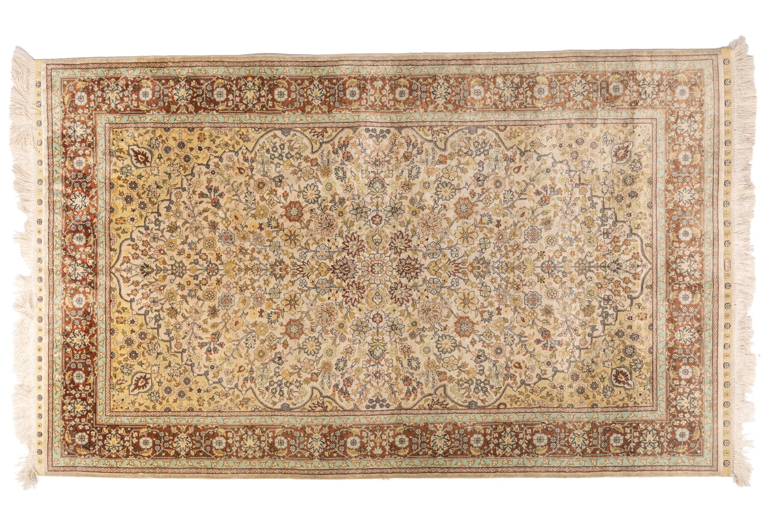 PERSIAN SILK RUG WITH IVORY FIELD (1 of 4)