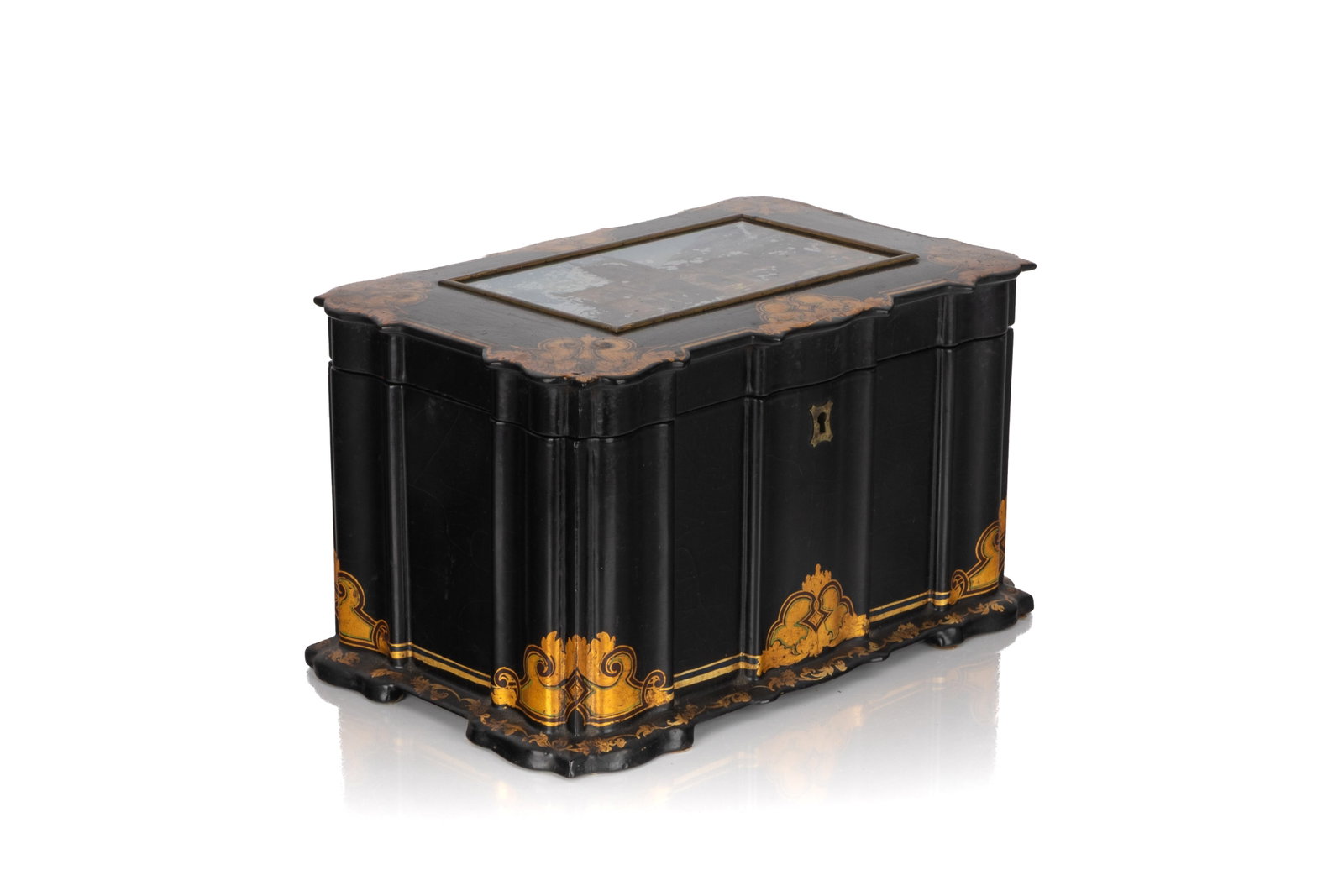 ENGLISH PAPIER-MACHE AND LACQUER TEA CADDIE (1 of 7)