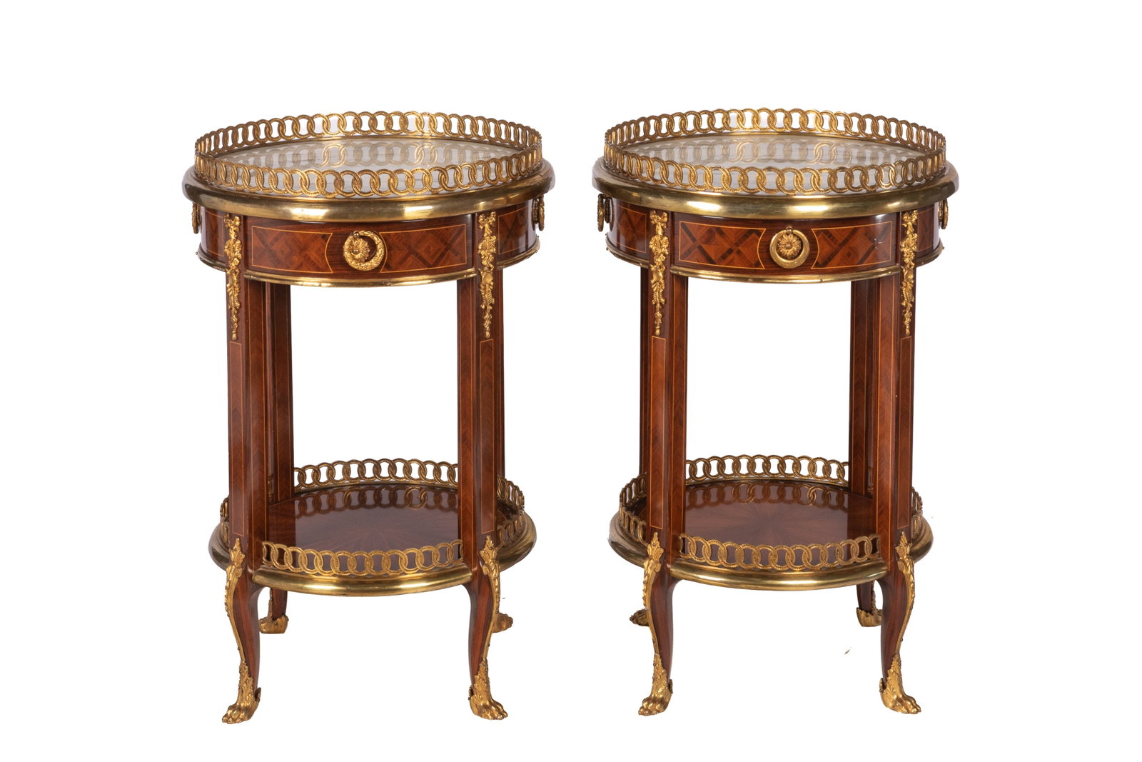 PAIR FINELY MADE FRENCH CIRCULAR SIDE TABLES (1 of 5)
