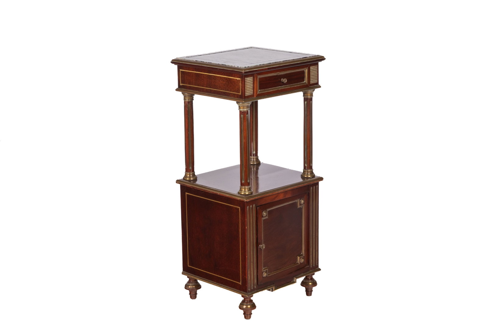 MARBLE TOP TWO-TIERED ANTIQUE FRENCH COMMODE (1 of 8)
