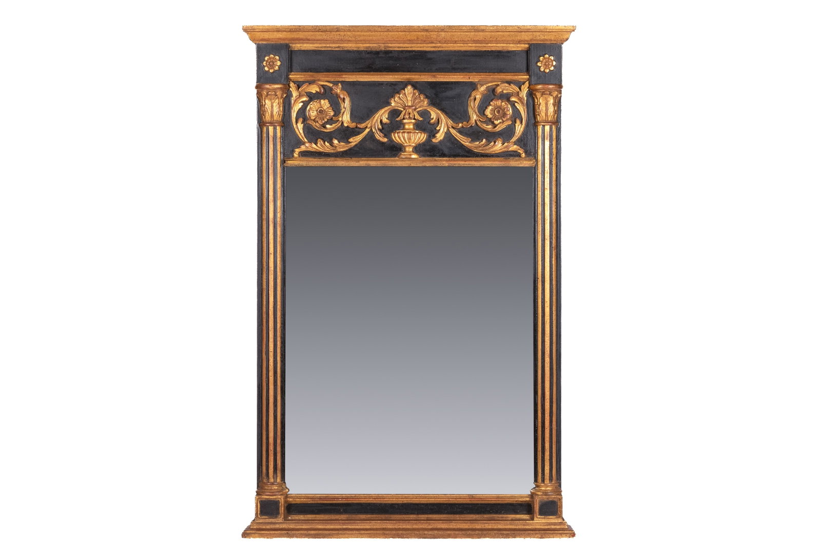 ANTIQUE STYLE BLACK AND GOLD PAINTED MIRROR (1 of 2)