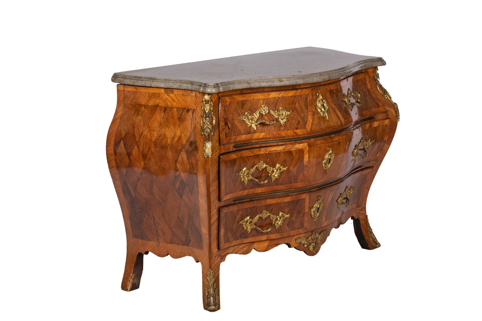 FINE ANTIQUE GUSTAVIAN BOMBE COMMODE (1 of 8)