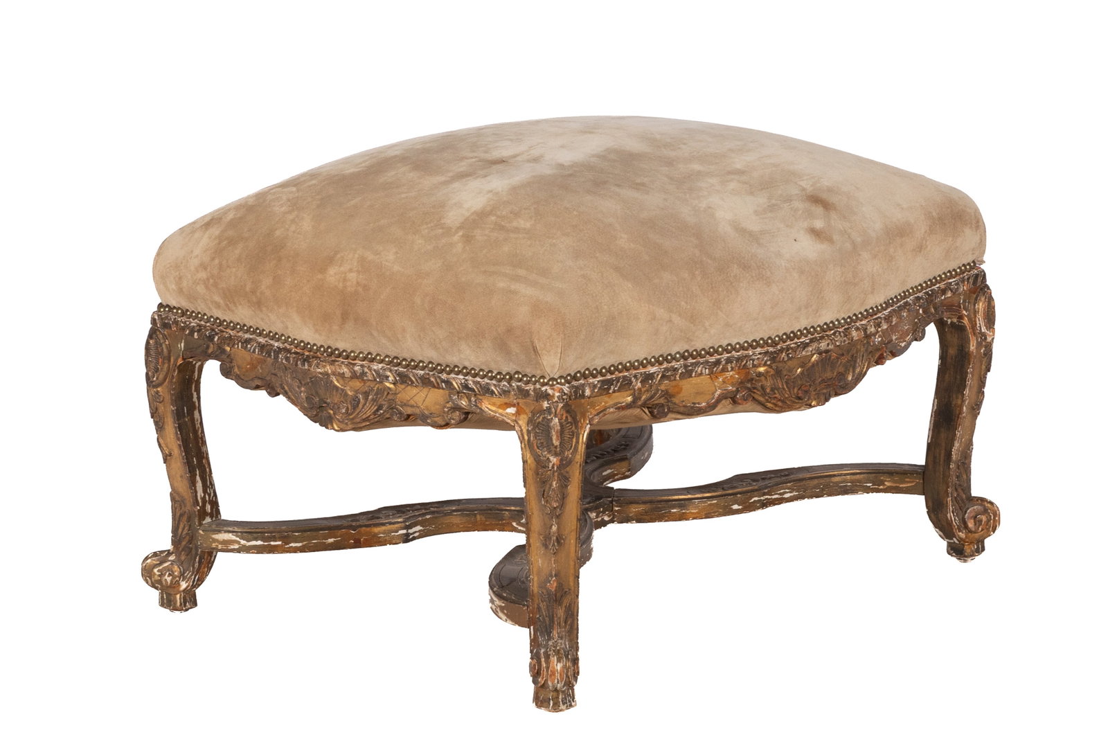 ANTIQUE FRENCH PAINTED & GILDED OTTOMAN (1 of 4)