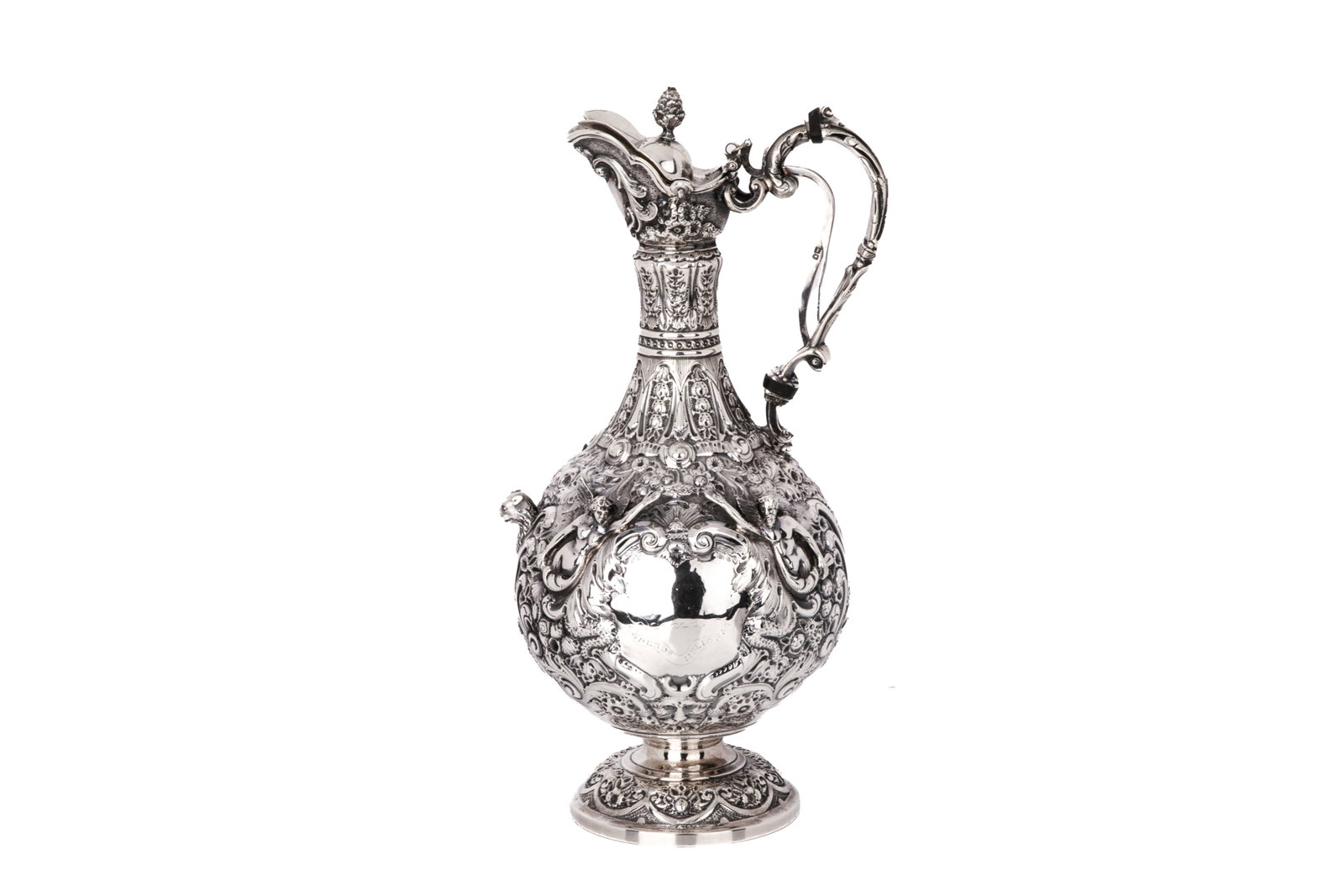 LATE VICTORIAN ENGLISH SILVER ARMADA JUG, 839g (1 of 4)