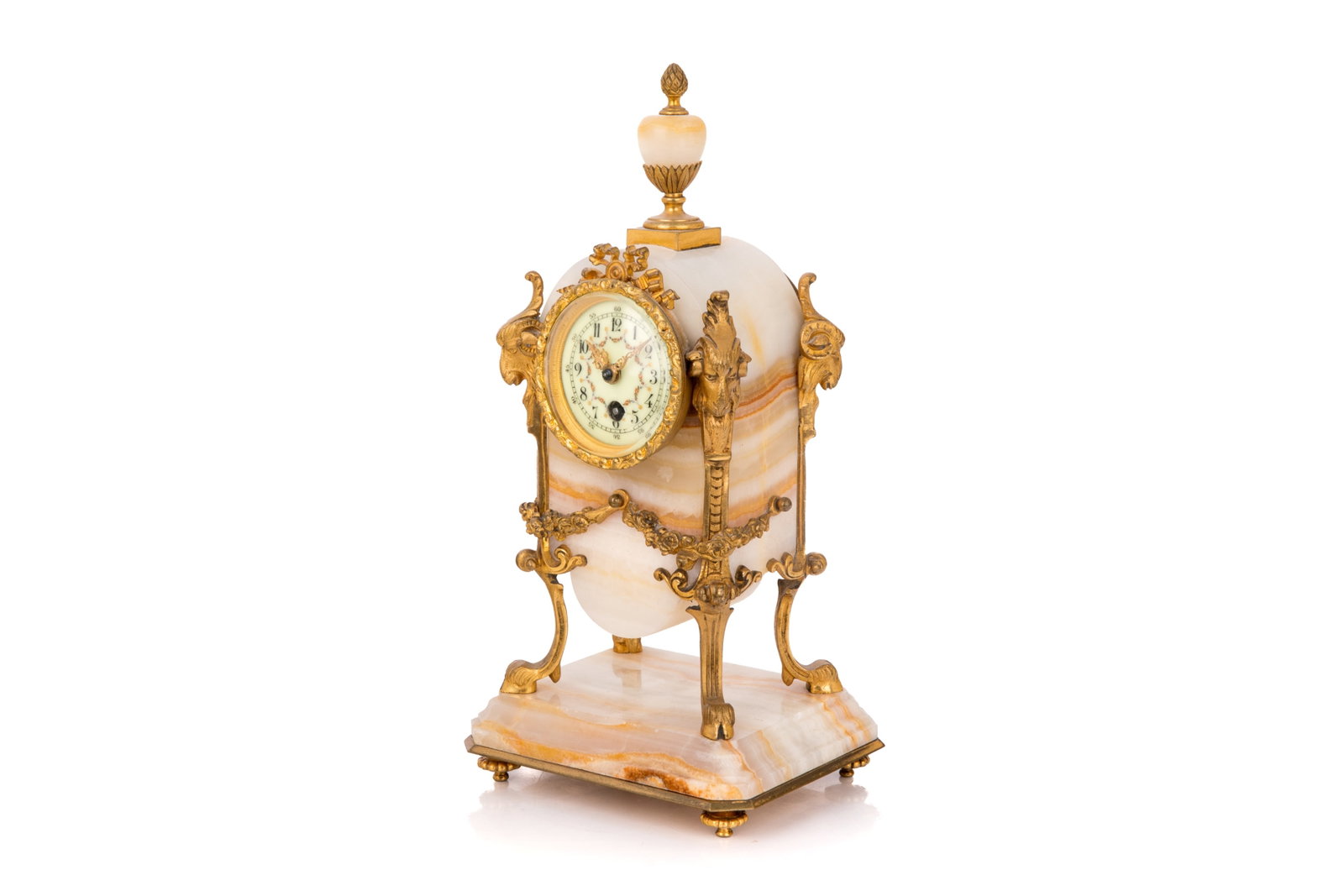 FRENCH GILT BRONZE & ONYX MANTEL CLOCK (1 of 7)