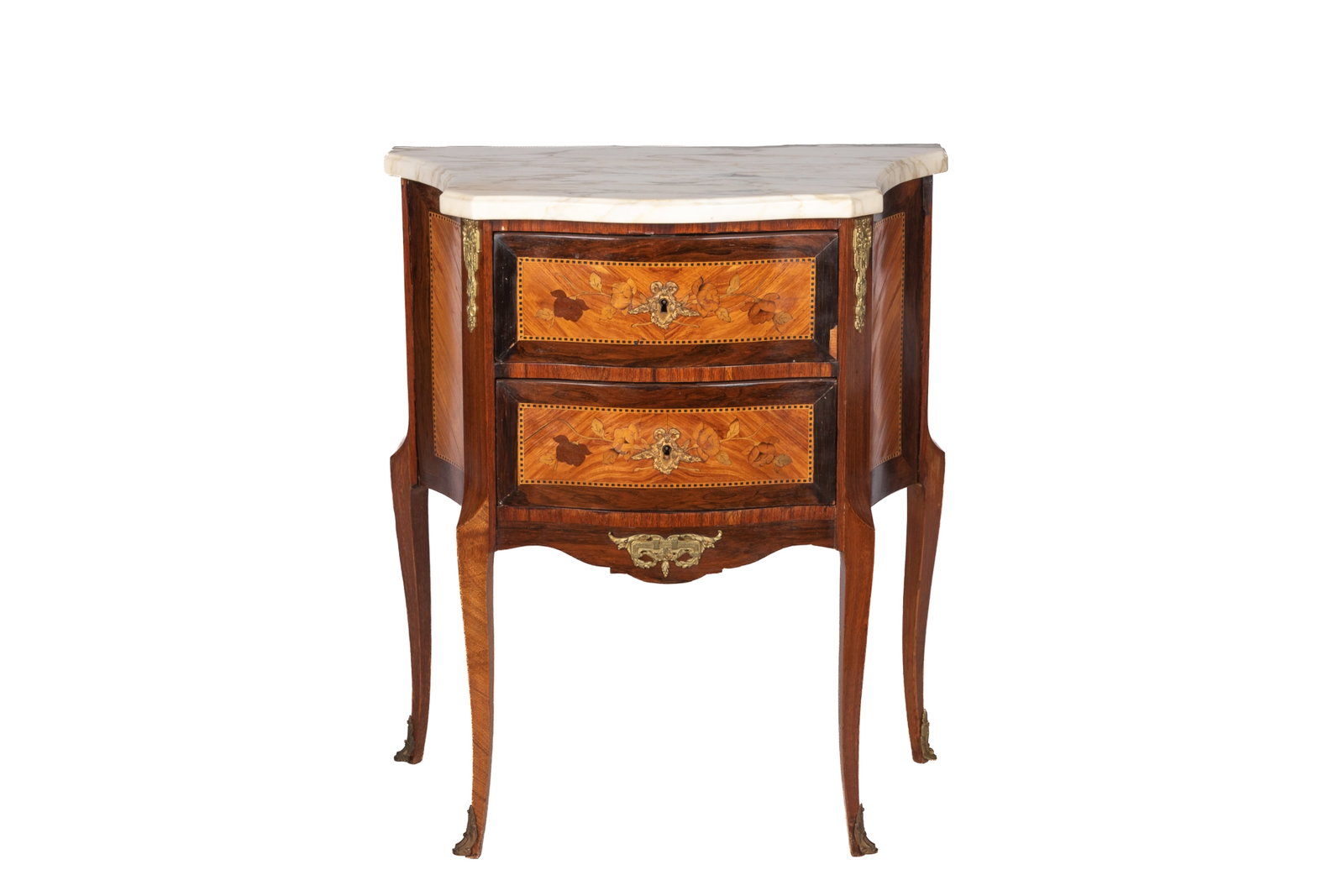MARBLE TOP TWO-DRAWER SIDE TABLE COMMODE - 2