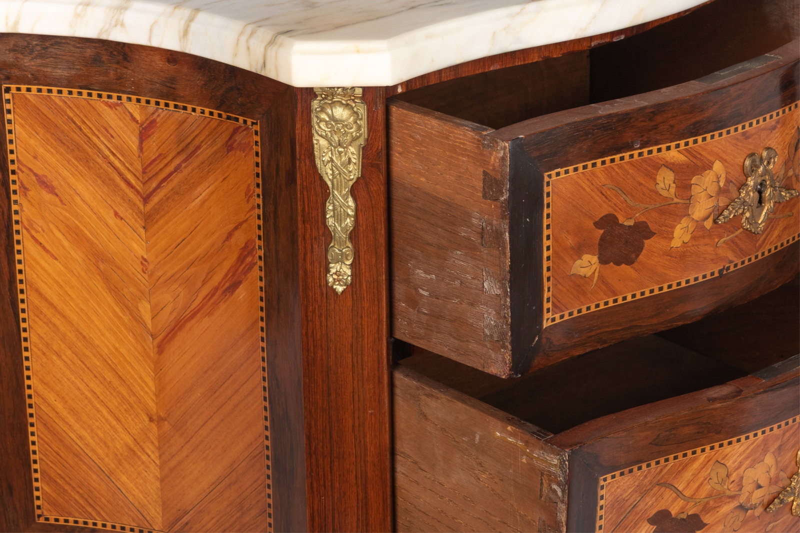 MARBLE TOP TWO-DRAWER SIDE TABLE COMMODE - 4