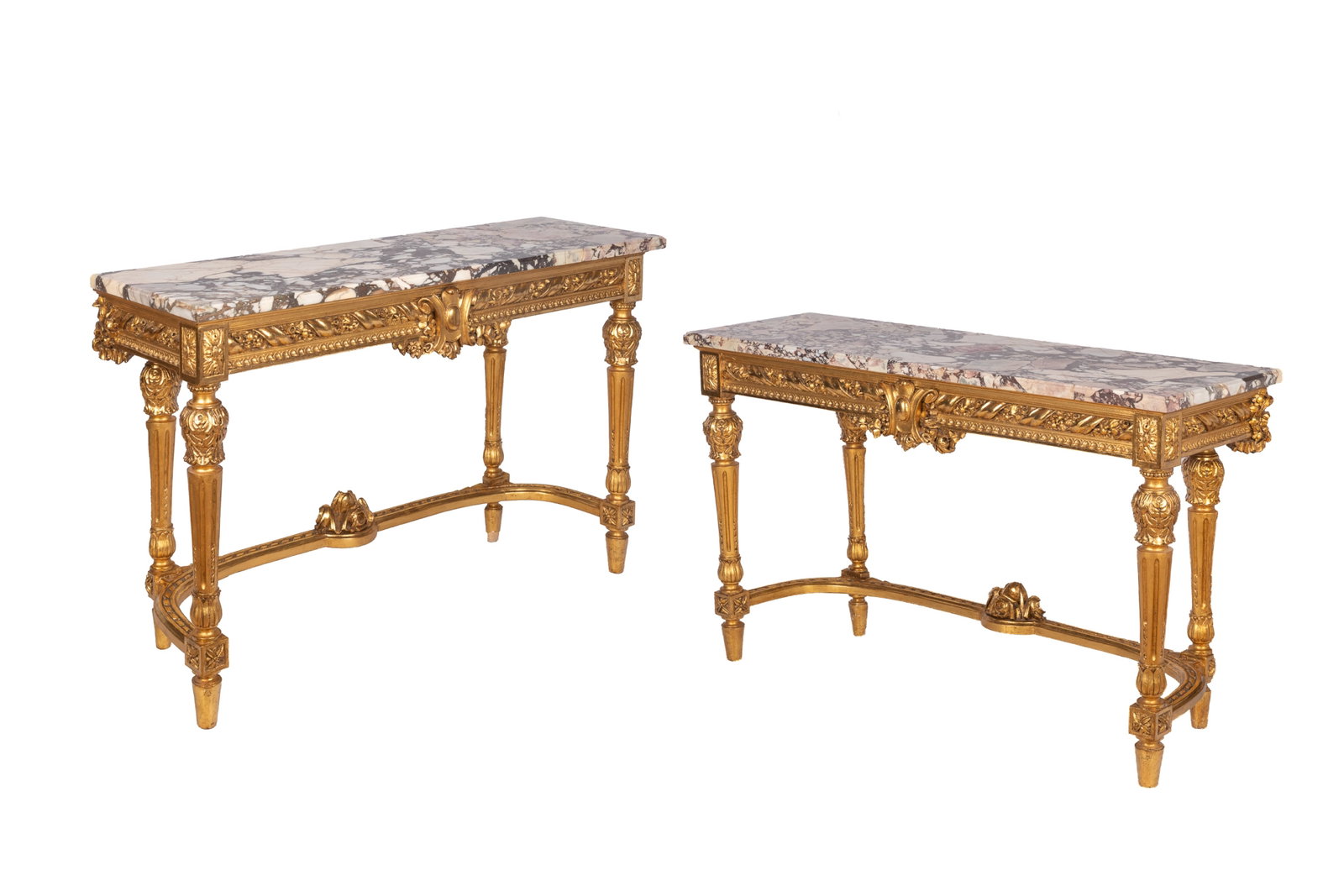 PAIR OF FRENCH MARBLE TOP CONSOLE TABLES (1 of 5)