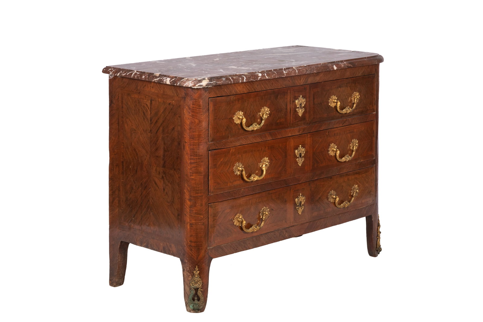 ANTIQUE FRENCH MARBLE TOP THREE DRAWER COMMODE (1 of 7)