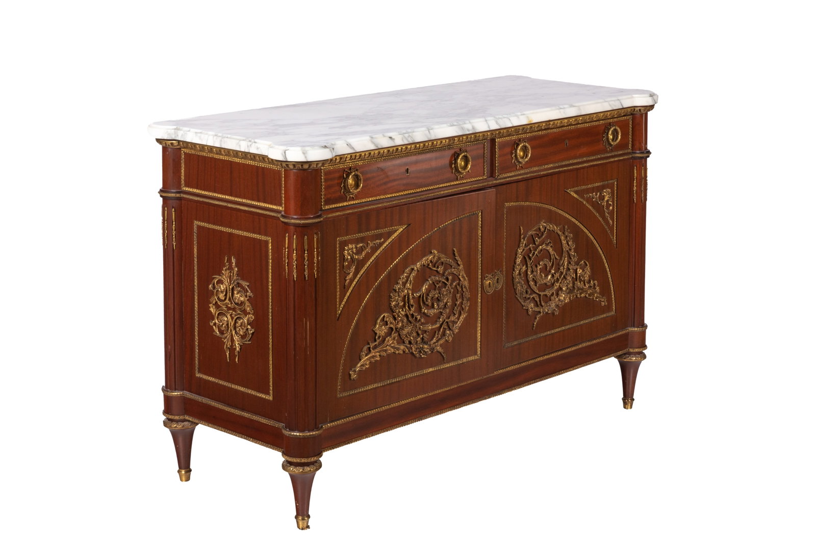 ELEGANT MAHOGANY & MARBLE TOP BUFFET (1 of 6)