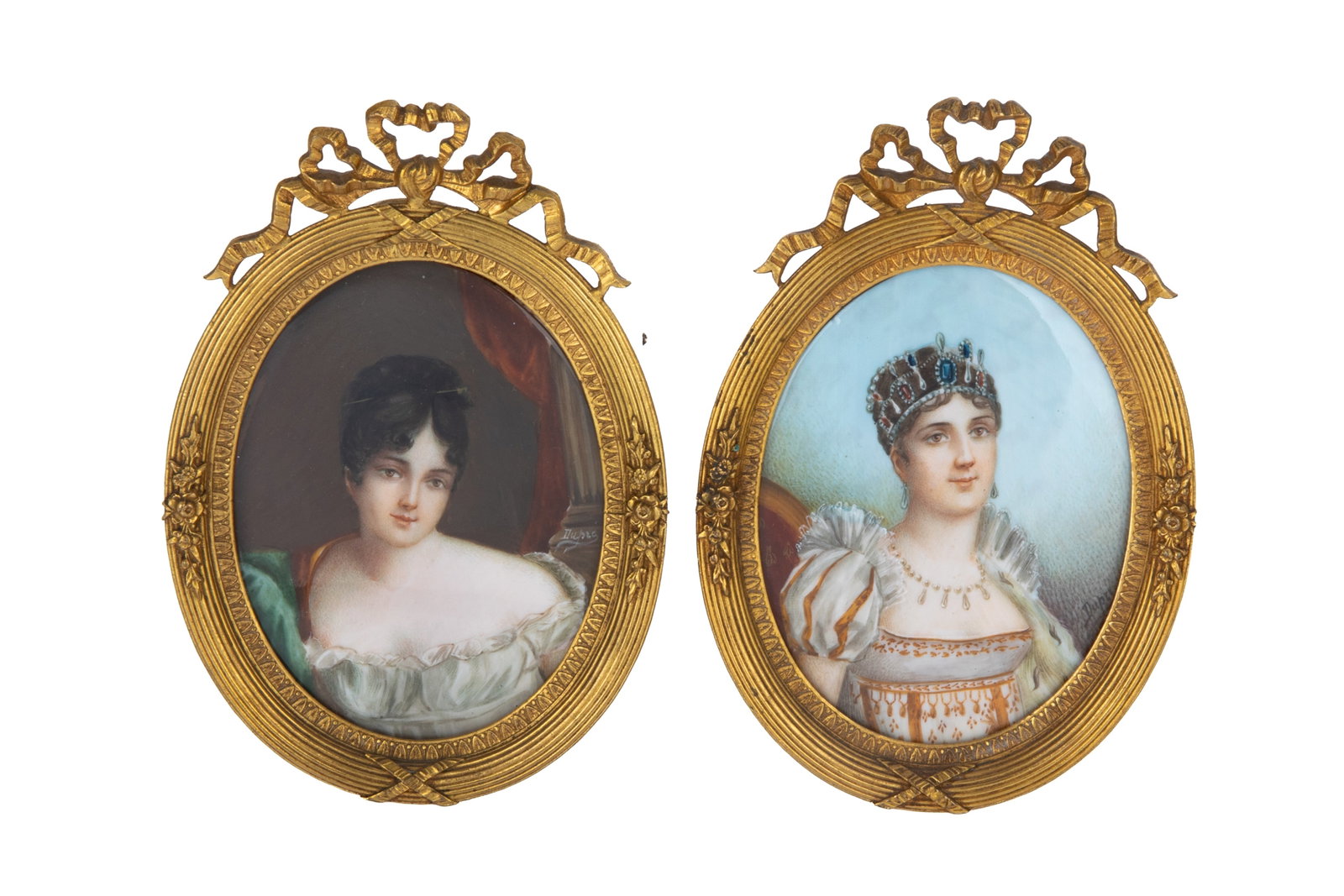 TWO ANTIQUE FRENCH GILT BRONZE PORTRAIT FRAMES (1 of 6)