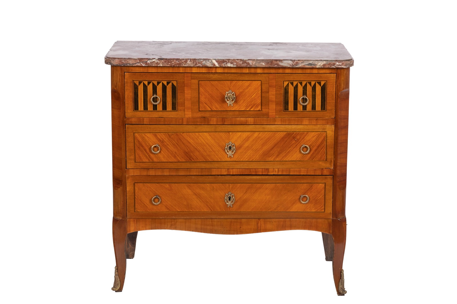 TRANSITIONAL STYLE ANTIQUE FRENCH COMMODE - 2