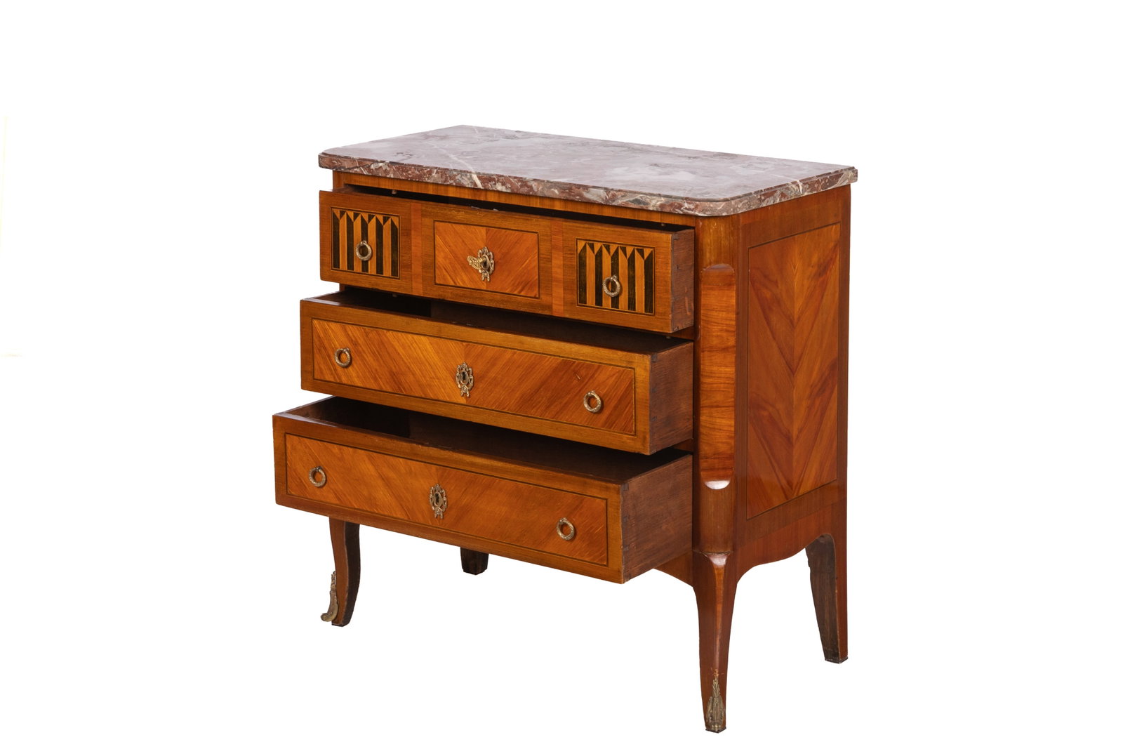 TRANSITIONAL STYLE ANTIQUE FRENCH COMMODE - 3