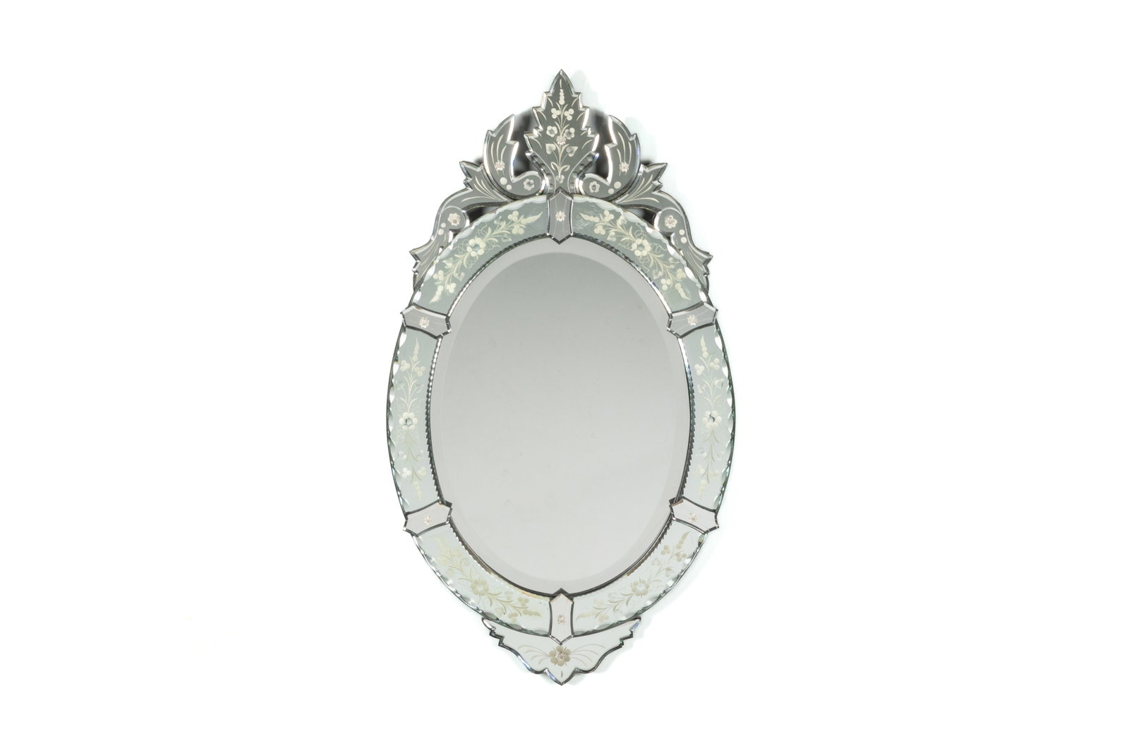OVAL VENETIAN STYLE GLASS WALL MIRROR (1 of 3)