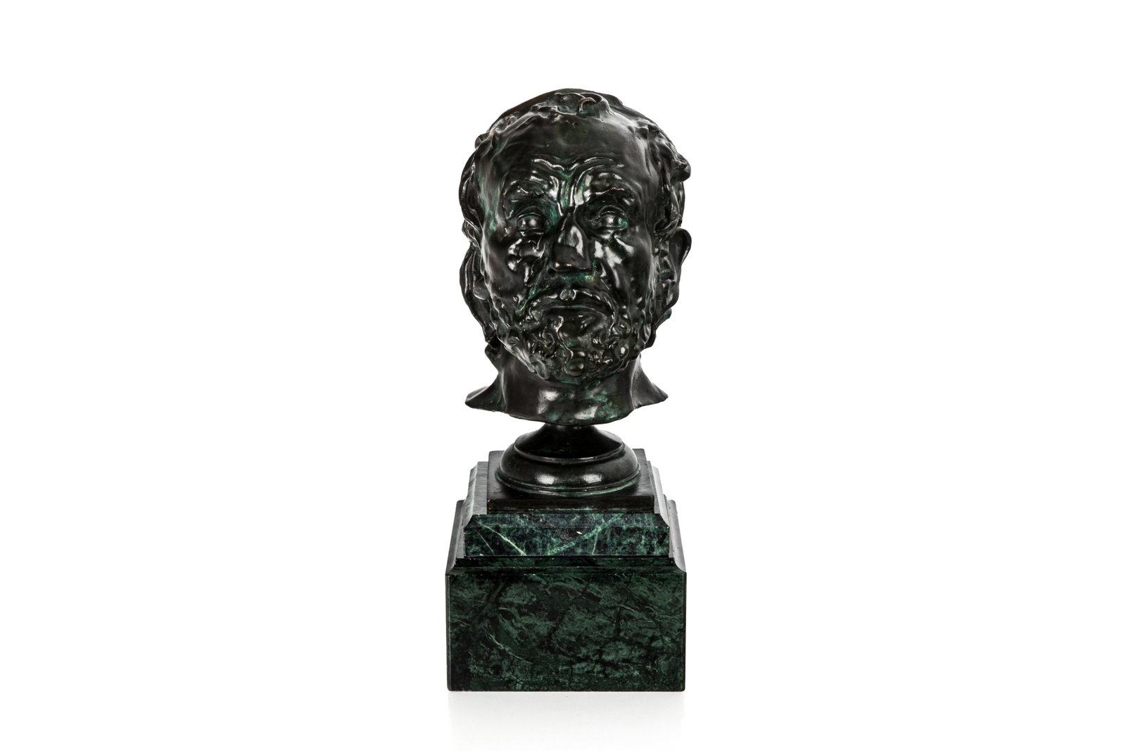 AFTER AUGUSTE RODIN (French, 1840-1917): The Man with the Broken Nose Bronze cast Piece (excluding additional marble base) H. 17 1/2in x W. 7 1/4in (44.5cm x 18.5cm) Marble Base H. 4 1/2in (11.5cm)