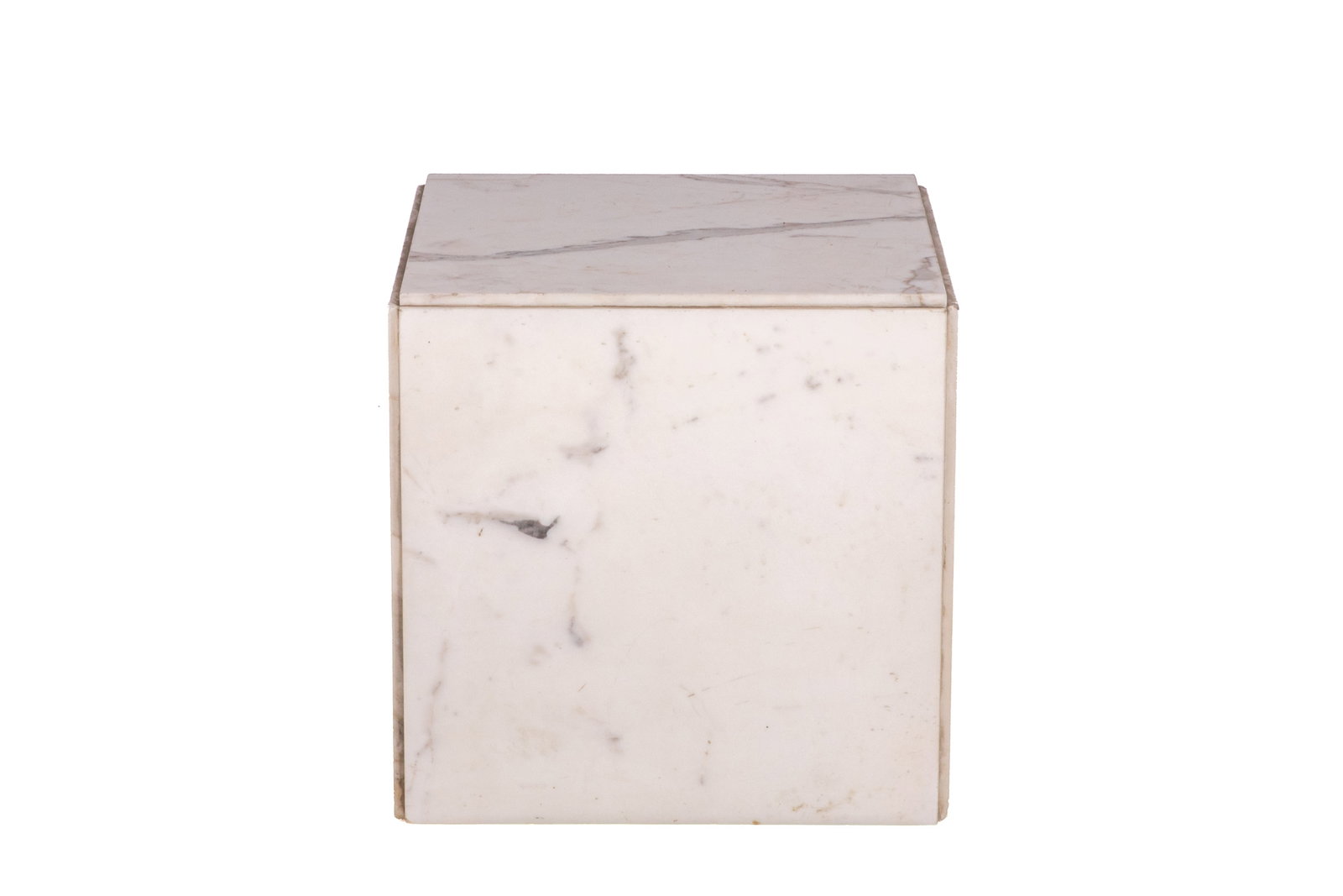 WHITE MARBLE CUBE PEDESTAL - 2
