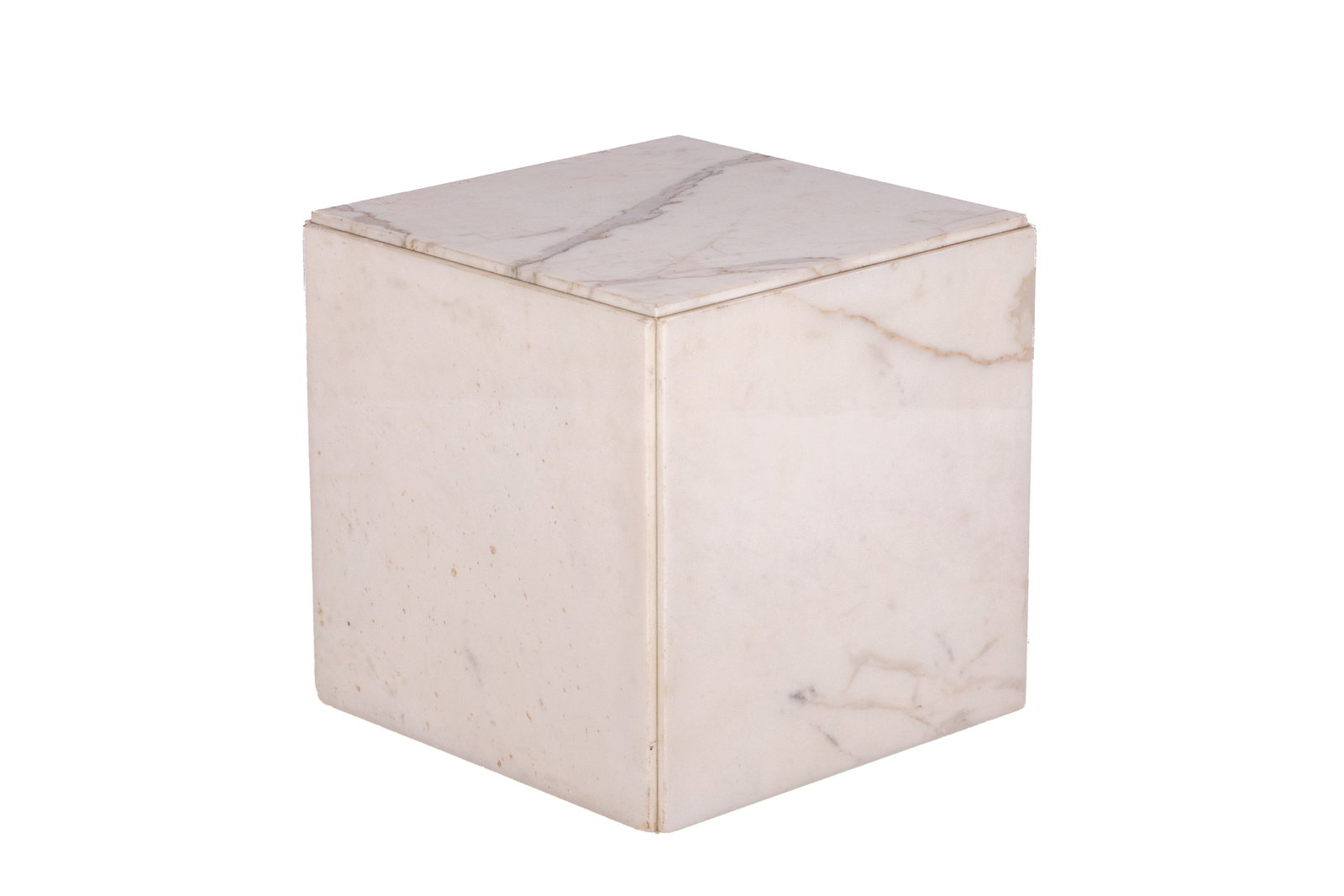 WHITE MARBLE CUBE PEDESTAL - 3