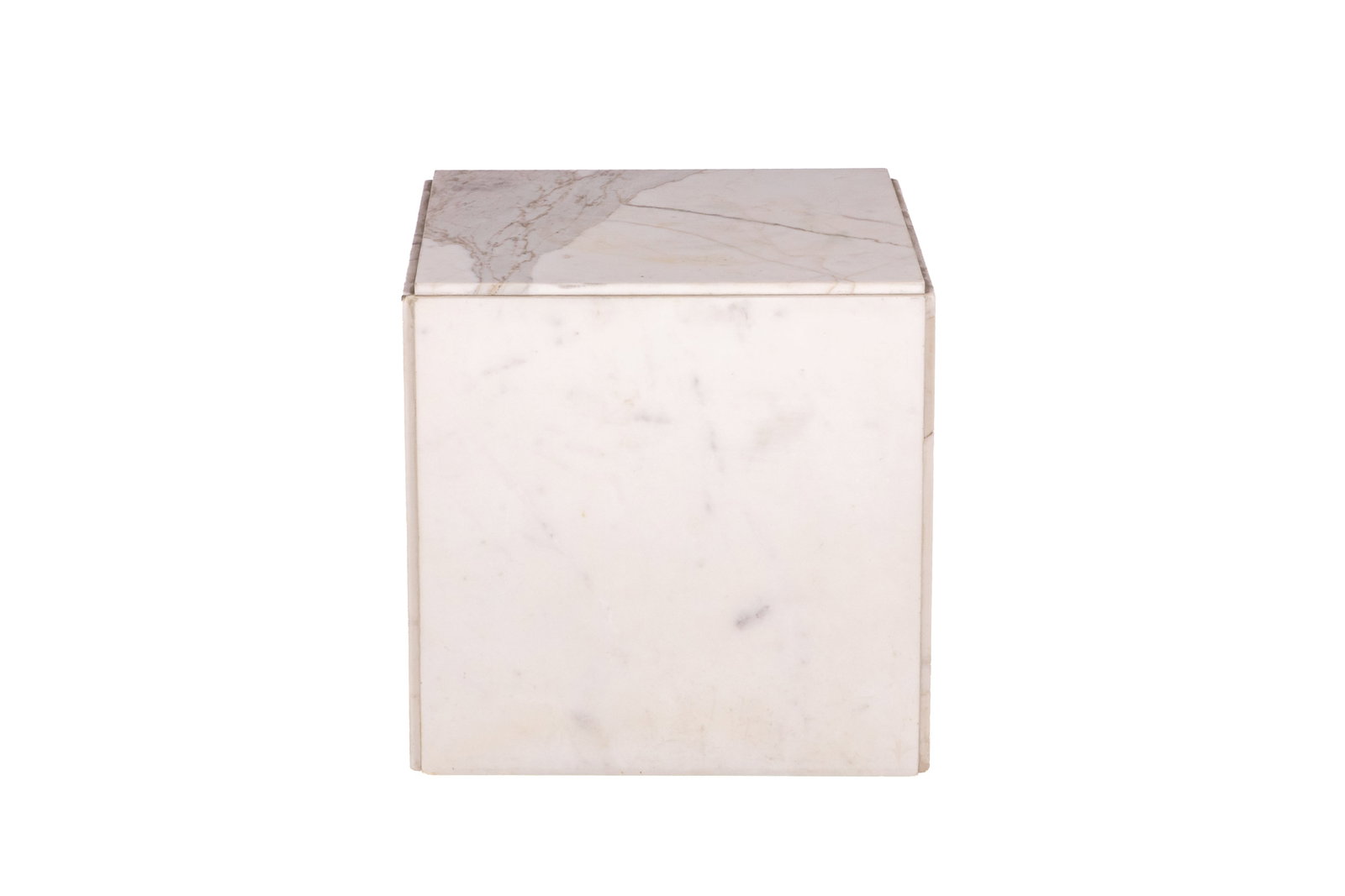 WHITE MARBLE CUBE PEDESTAL - 2